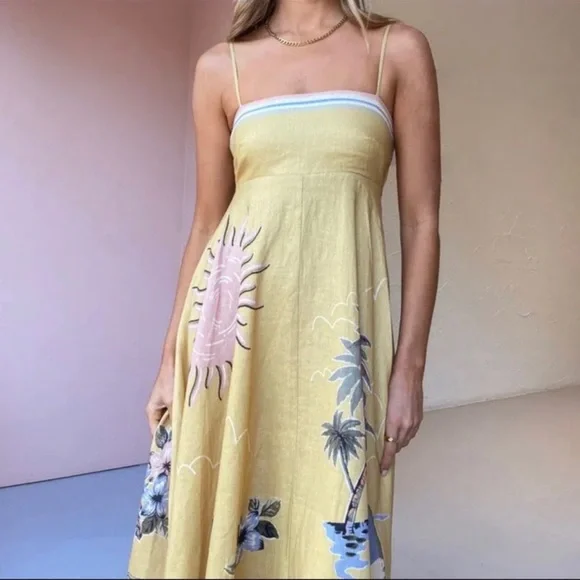 Soleil Shades Summer Sunset Maxi Dress Full A Line Lanon Cotton Long Maxi - Picture 6 of 9